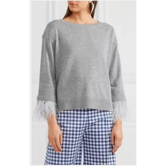 J.Crew Feather Cuff Wool-Blend Sweater In Gray Quiet Luxury X-Small Gently Used - Picture 1 of 7